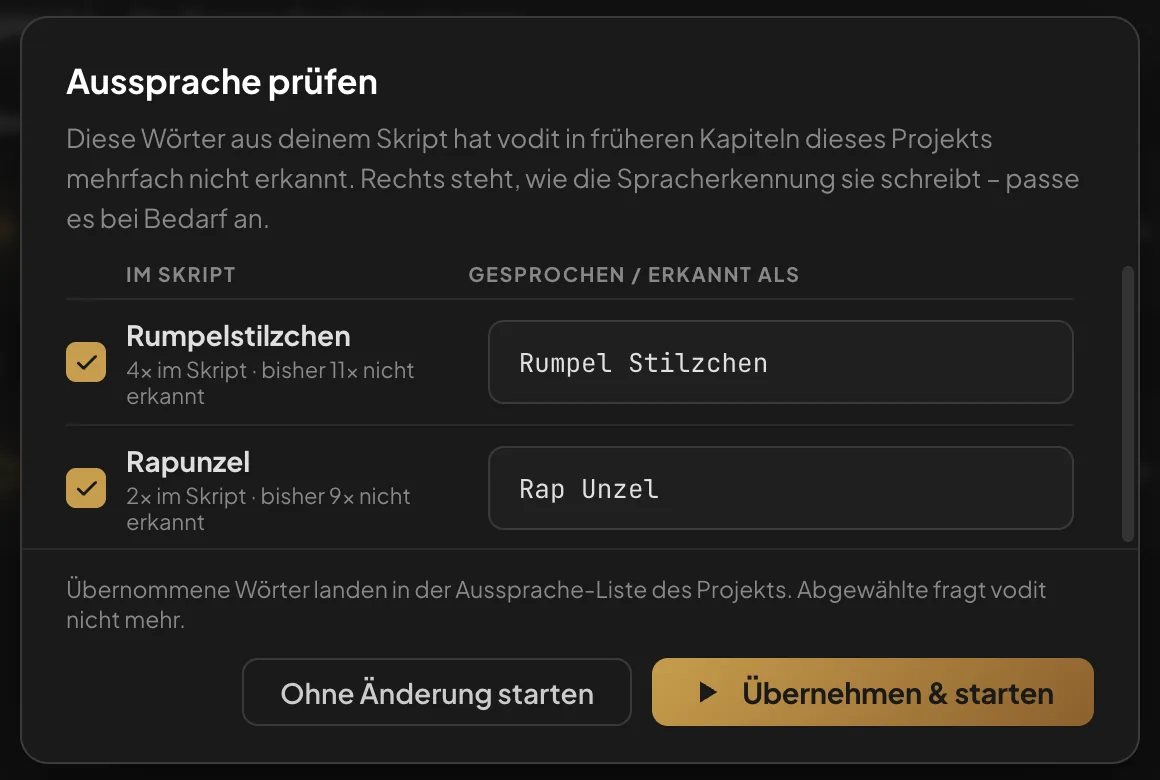 Der Aussprache-Check vor dem Start