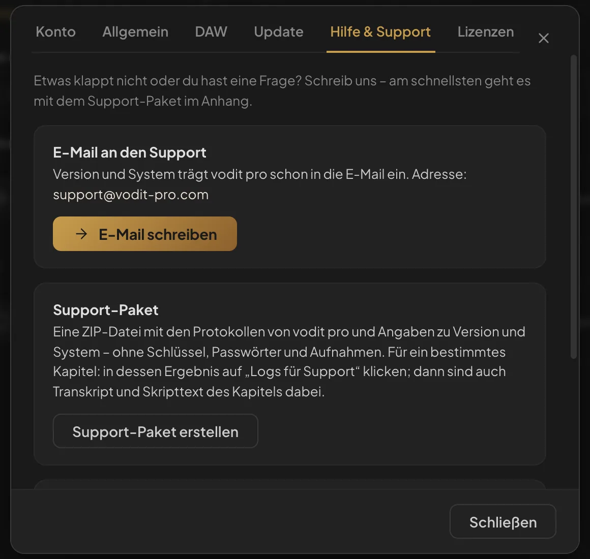 Profil › Hilfe & Support