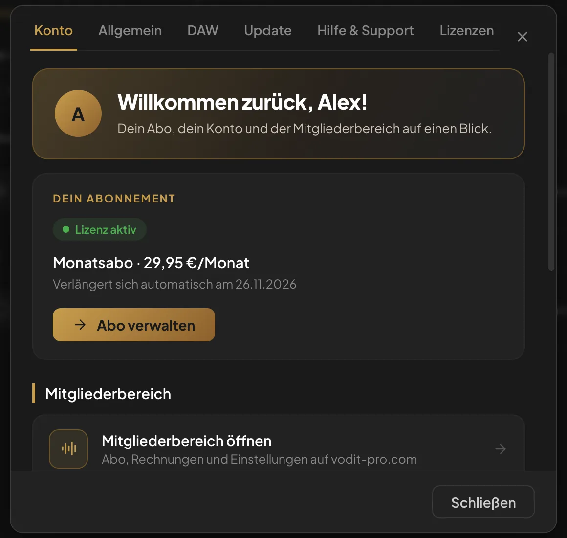 Profil › Konto mit „Abo verwalten“